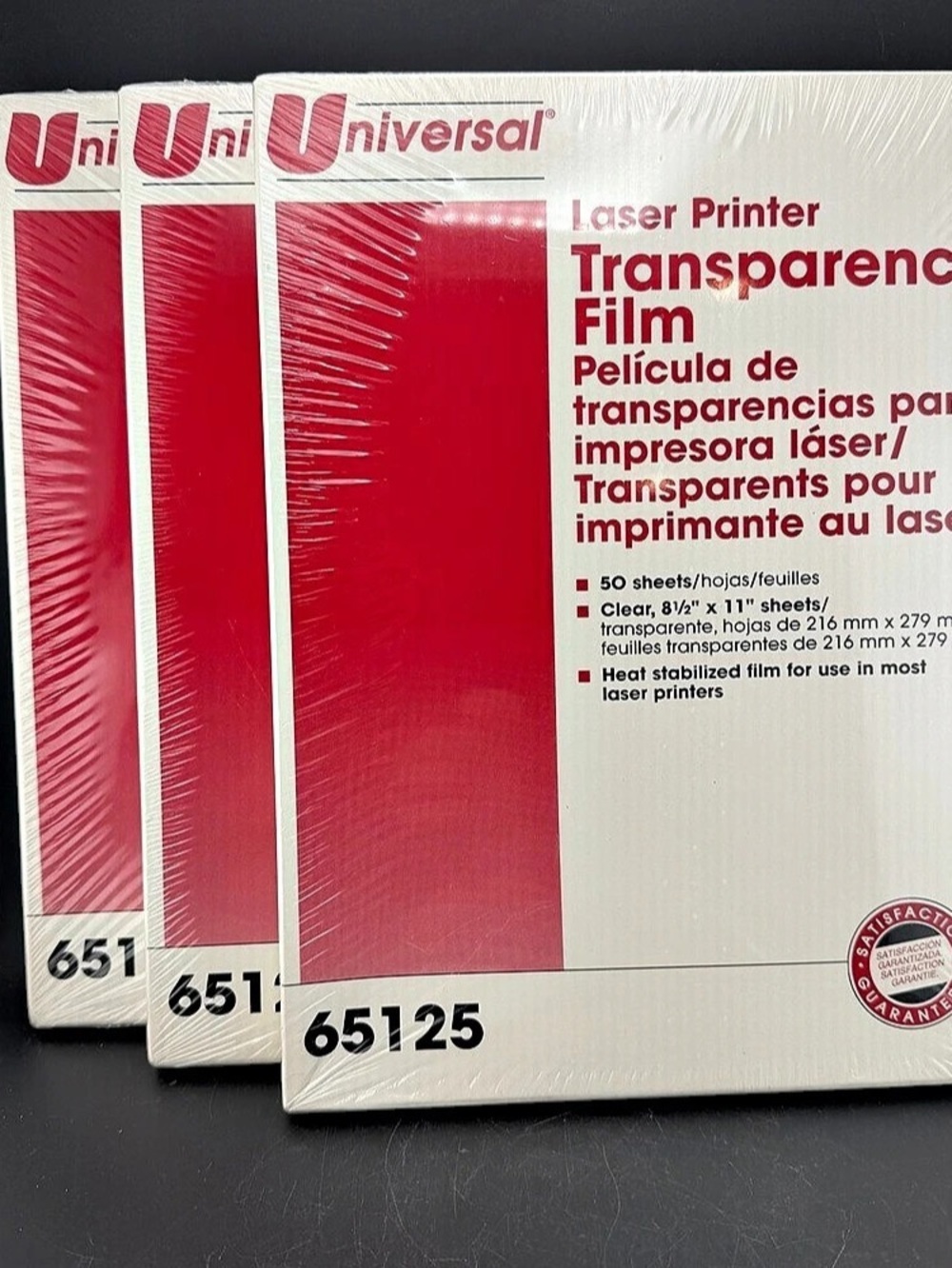 Universal Laser Printer Transparency Film 65125 3-Pack